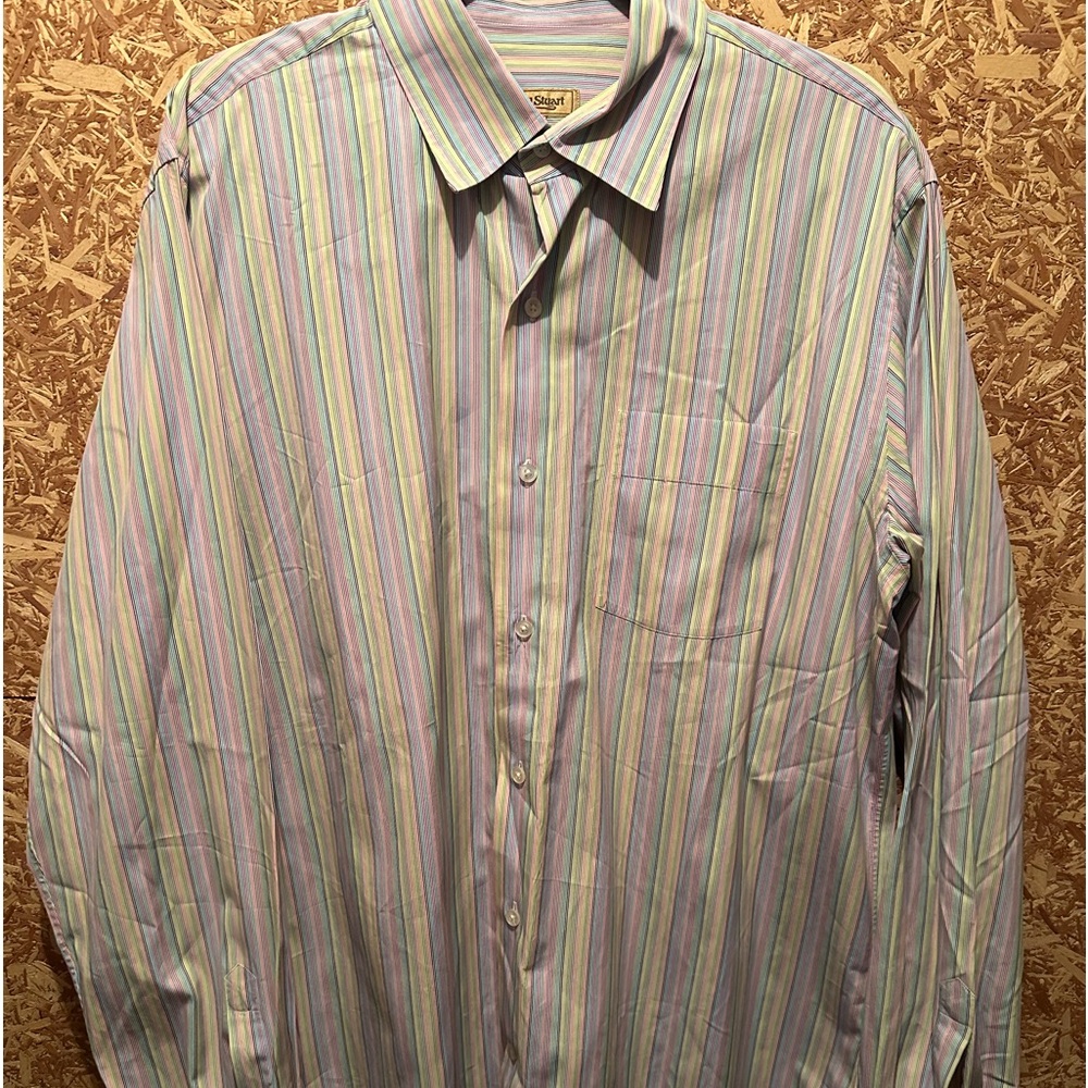 Paul Stuart Mens Multi Colored Stripped Long Sleeve Button‎ XL